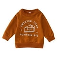 thumbnail image 1 of Bainana Halloween Toddler Boys Girls Tops Letter Print Long Sleeve Crew Neck Sweatshirt Lightweight Soft Child Pullover Sweater Coffee Size 18-24 Months, 1 of 4