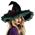 thumbnail image 1 of Bainana Halloween Witch Cosplay Hat For Women Lace Trim High Top Cap Wide Brim Adjustable Festival Events Hat, 1 of 5
