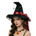 thumbnail image 1 of Bainana Halloween Witch Cosplay Hat For Women Men Lace Trim High Top Cap Wide Brim Adjustable Theme Party Hat, 1 of 4