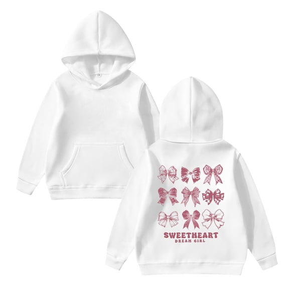Bainana Hoodie For Girls Child Letter Print Long Sleeve Hooded Tops Comfortable Leisure Autumn Winter Kids Daily Wear White Size 3-4 Years