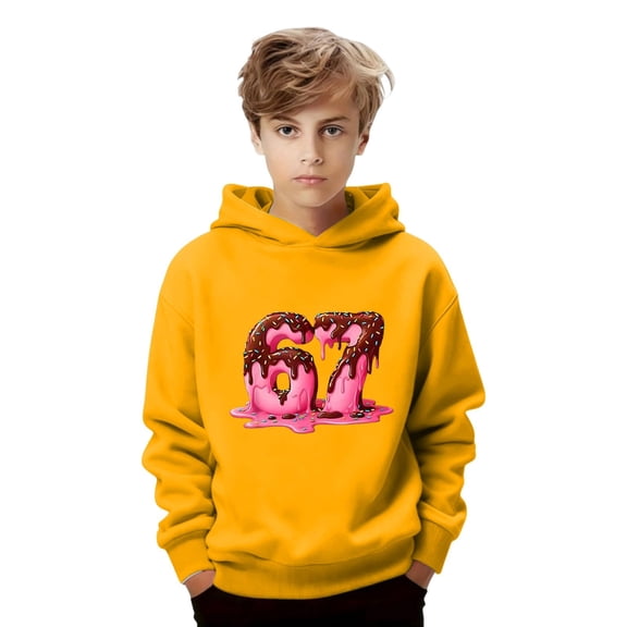 Bainana Hoodie For Kids Number Ice Cream Print Long Sleeve Hooded Tops Lightweight Soft Boys Girls Autumn Winter 67 Hoodie Sweatshirt 11-12 Years