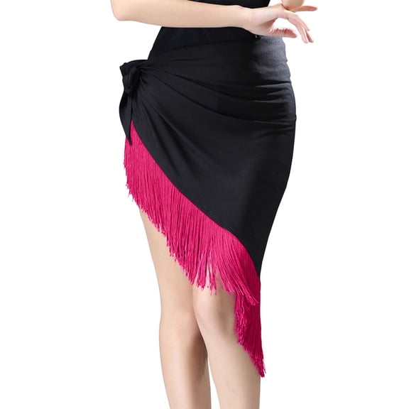 Bainana Hot Pink Women Sexy Triangle Skirt Solid Color Tassels Skirts Fashion Stylish Ladies Stretch Slim Fit Carnival Performance Dance Wear