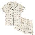 thumbnail image 1 of Bainana Girls 2 Pieces Sleep Outfit Set Cartoon Print Short Sleeve Button Down Shirts And Shorts Set Soft Leisure Toddler Girls Holiday School Daily Loungewear Size 4-5 Years White, 1 of 8