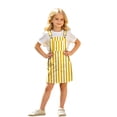 thumbnail image 1 of Bainana Kids Girls Sleeveless Striped Printed Overalls Dress With Pocket Casual Breathable Child Suspender Dress For Beach Vacation Size 8-9 Years Yellow, 1 of 7