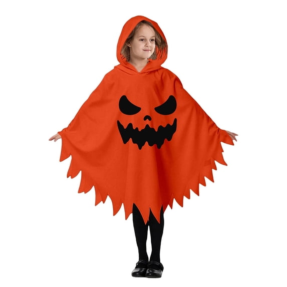 Bainana Kids Halloween Onesie Cosplay Romper Ghost Robe Outfits Trendy Long Sleeve Hooded Face Print Robe Boys And Girls School Play Clothes