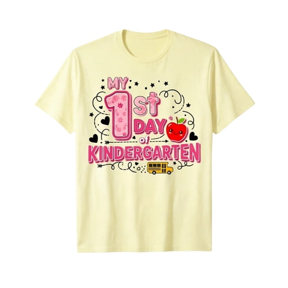 Bainana Kindergarten T Shirts For Girls Letter Print Short Sleeve Tops Big Kids Soft Back To School Tshirts