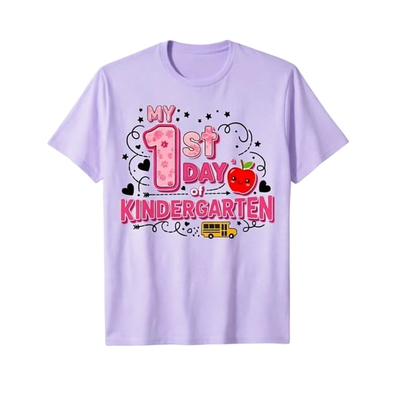 Bainana Kindergarten T Shirts For Girls Letter Print Short Sleeve Tops Big Kids Soft Back To School Tshirts
