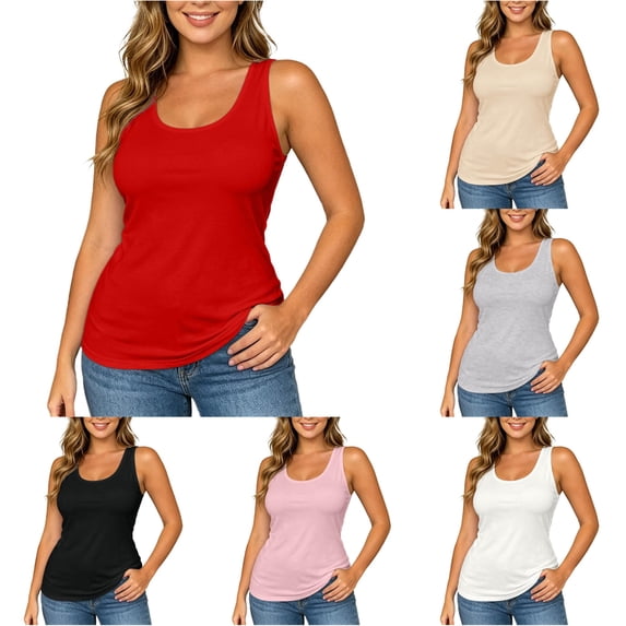 Bainana Lightweight Layering Tank Top For Women Solid Color Breathable Sleeveless Crew Neck Vest Ladies Casual Daily Wear