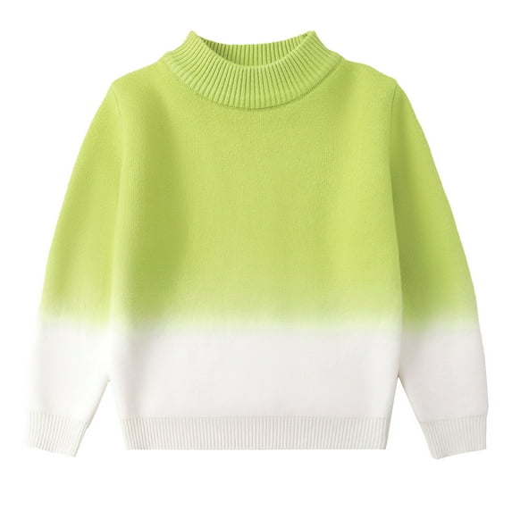 Bainana Little Boys Girls Sweater Gradient Print Long Sleeve Crew Neck Sweatshirt Fashion Loose Winter Kids Pullover Tops Light Green Size 6-7 Years