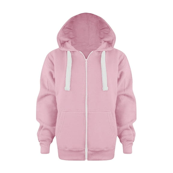 Bainana Little Boys Hoodie Solid Color Long Sleeve Full Zip Drawstring Hooded Jacket Soft Fashion Winter Child Sweatshirt Pink Size 7-8 Years