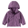 thumbnail image 1 of Bainana Little Boys Jacket Solid Color Long Sleeve Zip Up Hooded Coat Fashion Casual Autumn Kids Outerwear Purple Size 6-7 Years, 1 of 1