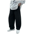 thumbnail image 1 of Bainana Little Boys Long Pants Solid Color Elastic Waisted Wide Leg Sweatpants Comfortable Leisure Spring Summer Kids Trousers Black Size 8-9 Years, 1 of 4