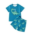thumbnail image 1 of Bainana Little Boys Summer Outfit Set Cartoon Dinosaur Print Short Sleeve Crew Neck Tops And Shorts Set Breathable Fashion Teen Boys Holiday School Play Casual Wear Size 9-10 Years, 1 of 3