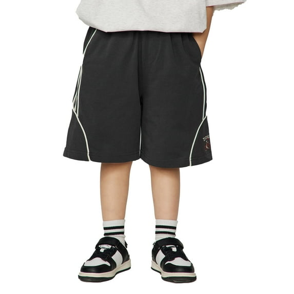 Bainana Little Boys Sweat Shorts Solid Color Elastic Waist Wide Leg Shorty Fashion Loose Kids Summer Jogger Shorts 3-4 Years Dark Gray