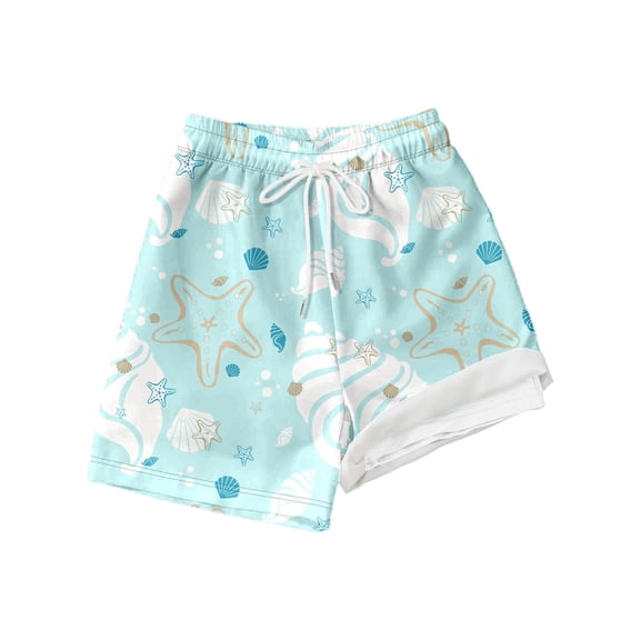 Bainana Little Boys Swim Trucks Cartoon Print Elastic Waist Straight Leg Shorts Cute Loose Kids Summer Swim Wear 7 Years Mint Green