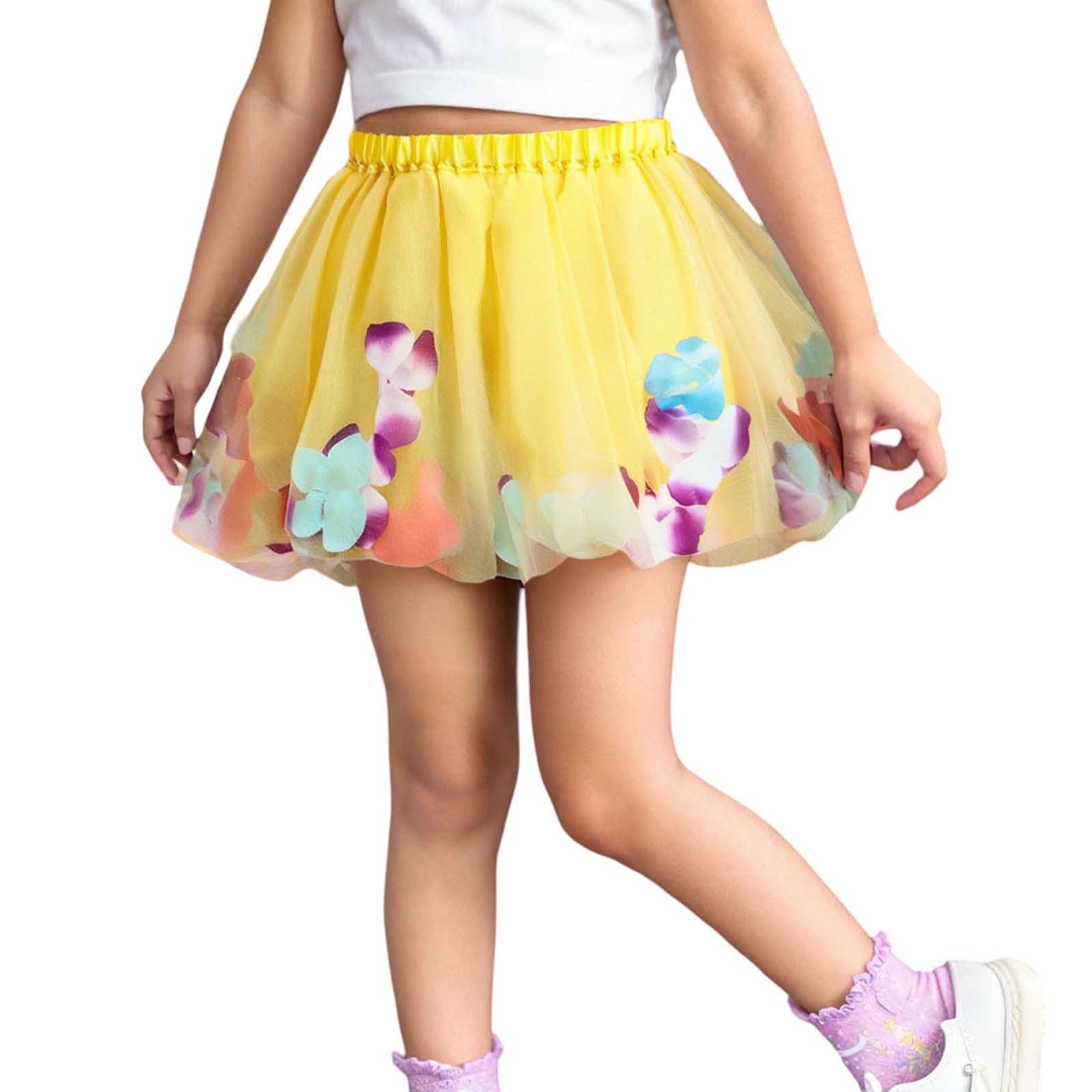 Little Girls Mini Solena Floral Cotton Skirt - SUNWASHED IVORY