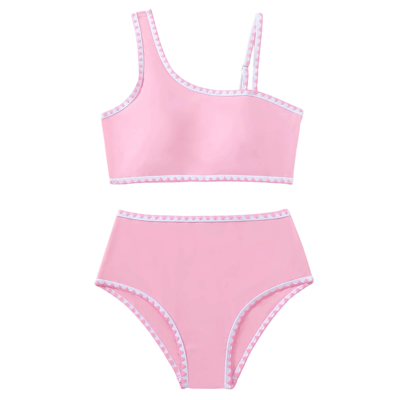 Bainana Little Girls Swimwear Color Block 2 Piece Bikini Set With ...