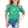 thumbnail image 1 of Bainana Little Girls Tops Sequin Print Short Sleeve Crew Neck Shirt Comfortable Leisure Summer Kids Outwear Green Size 8-9 Years, 1 of 4