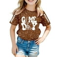 thumbnail image 1 of Bainana Little Girls Tops Sequin Print Short Sleeve Crew Neck Shirt Fashion Casual Summer Kids Outwear Brown Size 4-5 Years, 1 of 4