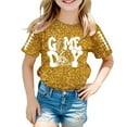 thumbnail image 1 of Bainana Little Girls Tops Sequin Print Short Sleeve Crew Neck Shirt Fashion Casual Summer Kids Outwear Gold Size 8-9 Years, 1 of 4