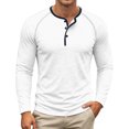 thumbnail image 1 of Bainana Long Sleeve Henley Shirts For Men Crew Neck Soft Moisture Wicking T-Shirt Solid Color Regular Fit Everyday Wear Basic Tops Size S, 1 of 8