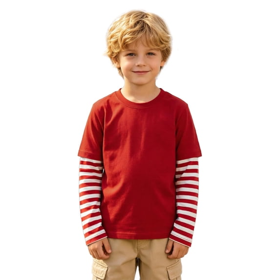 Bainana Boys Long Sleeve T Shirts Striped Print Casual Tops Toddler Kids Fall Tees