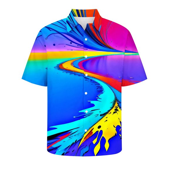 Bainana Mardi Gras Short Sleeve Shirt For Men 3D Print Lapel Collar Fashion Tops Regular Fit Men'S Carnival Festival Party Summer T-Shirt Multicolour Size Xl