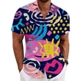 thumbnail image 1 of Bainana Mardi Gras Summer T-Shirt For Men Fashion Print Short Sleeve Lapel Collar Tops Stylish Comfortable Men'S Carnival Festival Party Outfits Multicolour Size Xxxxl, 1 of 4