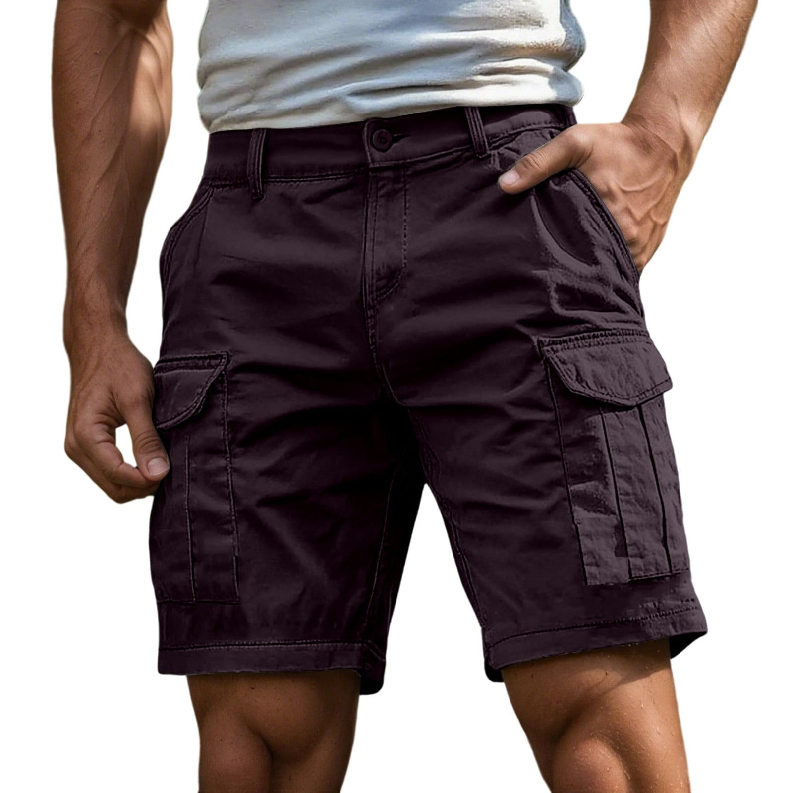Cllios Deals Cargo Shorts For Men Plus Size Multi Pockets Shorts Work Tactical Shorts Loose Workwear Cargo Shorts