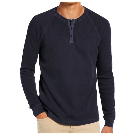 Bainana Men'S Long Sleeve Henley Shirts Crew Neck Breathable Lightweight T-Shirt Solid Color Regular Fit Hiking Running Basic Tops Size S