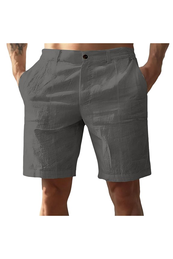 Mens Dress Shorts Zipper Button Waisted Comfortable Breathable Suit Shorts With Pockets For Work Business