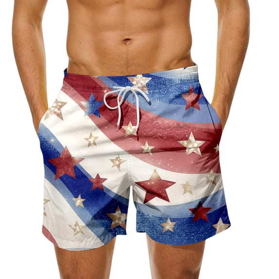 Bainana Mens Swim Trunks American Flag Patriotic Swim Shorts Fourth Of July Lightweight Casual Beach Travel Swimsuits