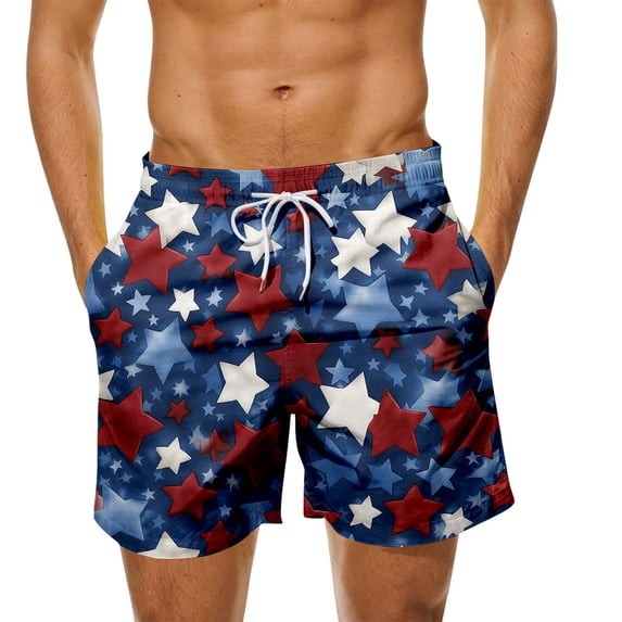 Bainana Mens Swim Trunks American Flag Patriotic Swim Shorts Independence Day Soft Breathable Summer Holiday Swimwear