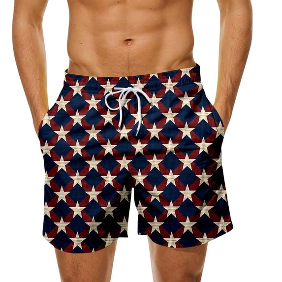 Bainana Mens Swim Trunks American Flag Patriotic Swim Shorts Independence Day Soft Breathable Summer Holiday Swimwear