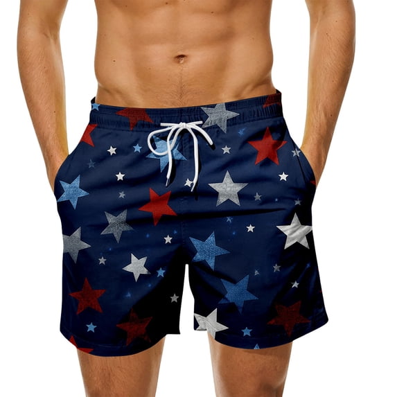 Bainana Mens Swim Trunks American Flag Patriotic Swim Shorts Independence Day Soft Breathable Summer Holiday Swimwear
