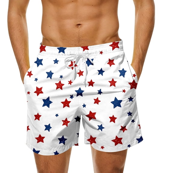 Bainana Mens Swim Trunks American Flag Patriotic Swim Shorts Independence Day Soft Breathable Summer Holiday Swimwear