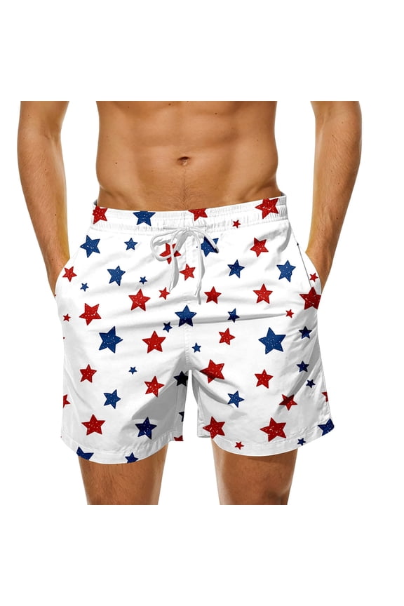 Mens Swim Trunks American Flag Patriotic Swim Shorts Independence Day Soft Breathable Summer Holiday Swimwear