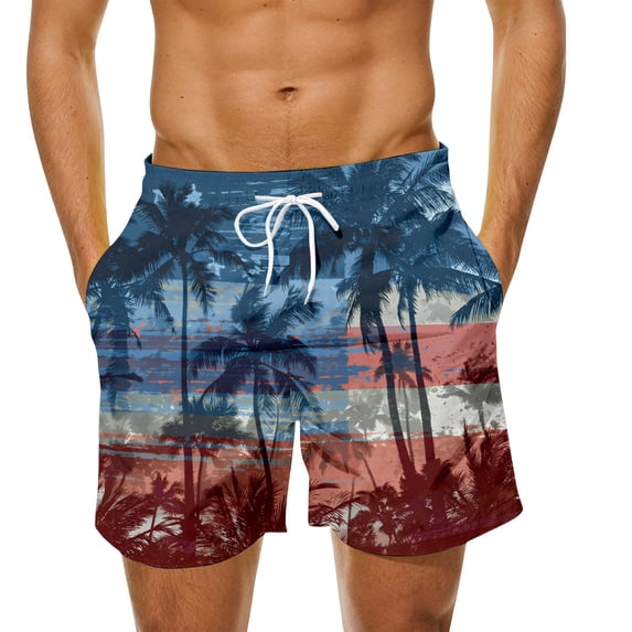 Bainana Mens Swim Trunks American Flag Patriotic Swim Shorts July 4Th Breathable Comfortable Water Activities Bathing Suit