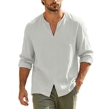 Bainana Mens T Shirts Solid Color Long Sleeve V Neck Tops Lightwight ...