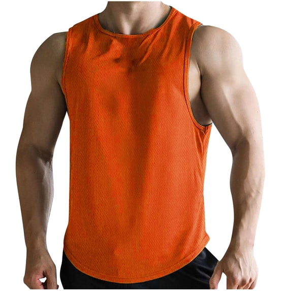 Bainana Mens Tank Tops Comfortable Sleeveless Workout Muscle Shirts Summer Bodybuilding Fitness Shirts Red2 Size Xl