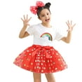 thumbnail image 1 of Bainana Mesh Skirt For Girls Child Polka Dot Print Elastic Waist Layer Tulle Skirts Lightweight Casual Girls Dance Wear With Hairband Red Size 5-8 Years, 1 of 5
