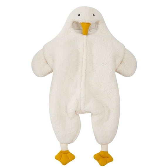 Bainana Newborn Baby Boys Girls Romper Goose Print Long Sleeve Hooded Jumpsuit Thick Warm Winter Kids Bodysuit Coat White Size