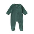 thumbnail image 1 of Bainana Newborn Baby Boys Romper Solid Color Long Sleeve Crew Neck Bodysuit Soft Cute Fall Winter Kids Jumpsuit Dark Green Size, 1 of 8