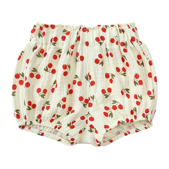 Bainana Baby Girls Shorts Cherry Print Elastic Waist Triangle Leg Shorty Fashion Comfortable Summer Kids Shorts Red Size 9-12 Months