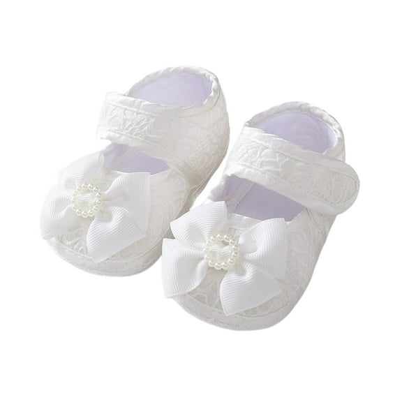 Bainana Newborn Baby Girls Walking Shoes Bowknot Print Anti Slip Easy On Shoes Cute Fashion Baby Spring Autumn Sneaker Beige Size 0-3 Months