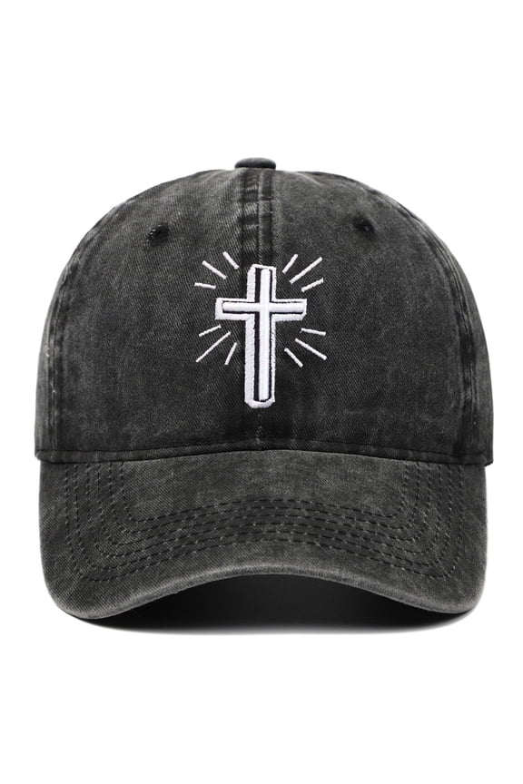 Outdoor Baseball Caps For Women Men Cross Print Adjustable Hat Retro Fashion Unisex Adult Sports Fitness Casual Wear Black