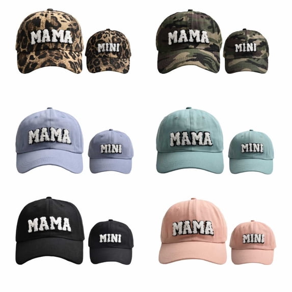 Bainana Parent-Child Unisex Baseball Cap 2 Pieces Embroidery Mama And Mini Letter Print Adjustable Sun Hat Soft Lightweight Mom And Kids Dad Hat