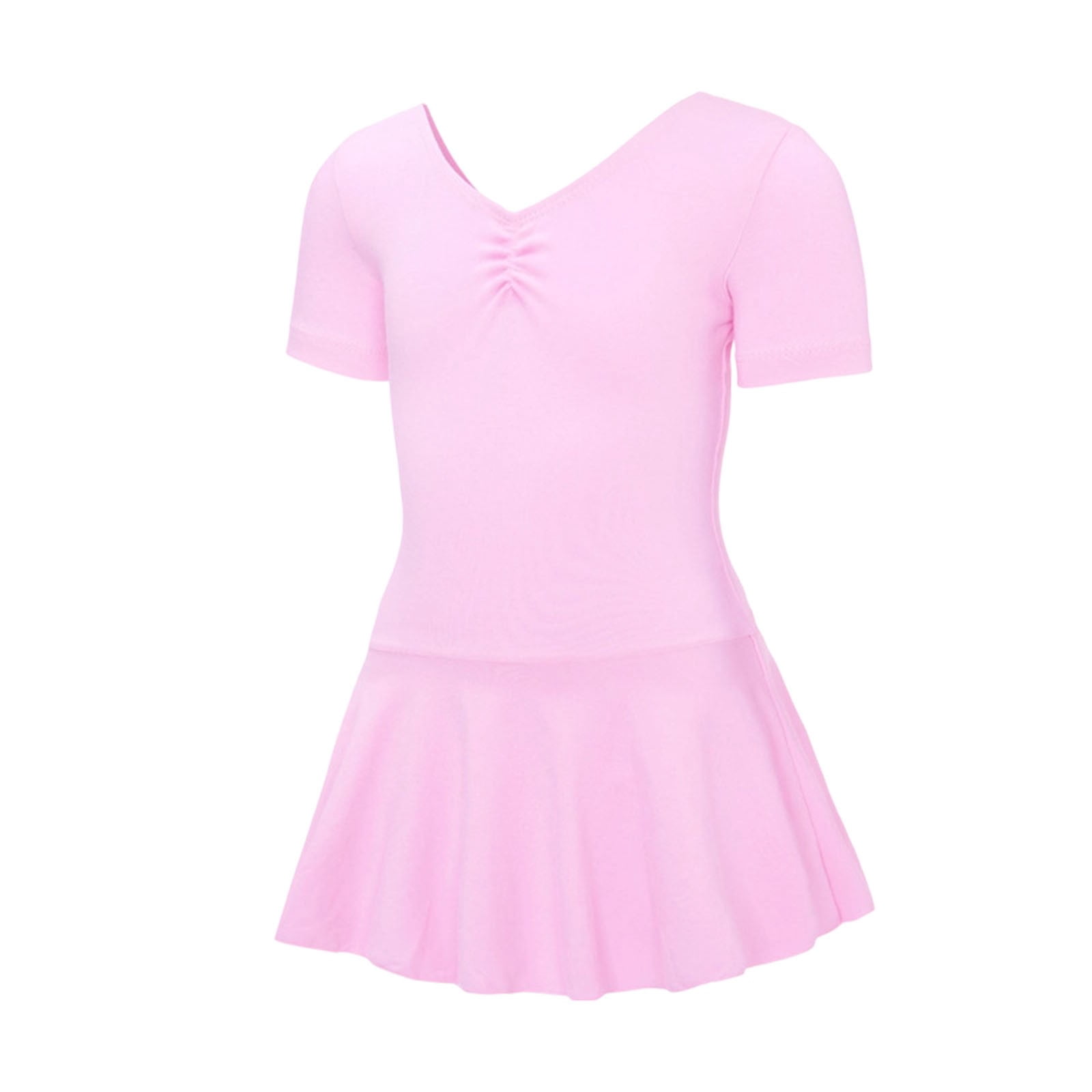 Bainana Pink Girls Ballet Dance Dress Child Solid Color Short Sleeve ...