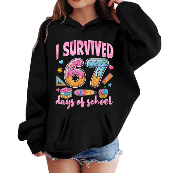 Bainana Pullover Hoodie For Kids 6 7 Print Long Sleeve Hooded Tops Oversized Comfortable Autumn Winter Girls Boys Daily Wear 5-6 Years Dark Blue