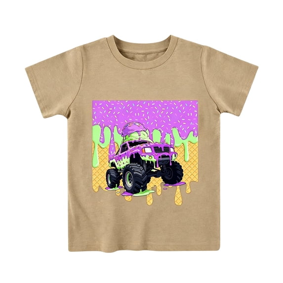 Bainana Boys Short Sleeve T Shirts Cartoon Car Print Fashion Tops Big Kids Summer Tees